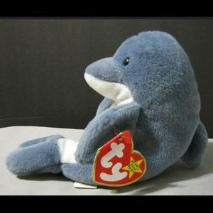 New Beanie Babies Echo Dolphin, w/ Waves Tag Error Plush Toy Baby Rare Retired